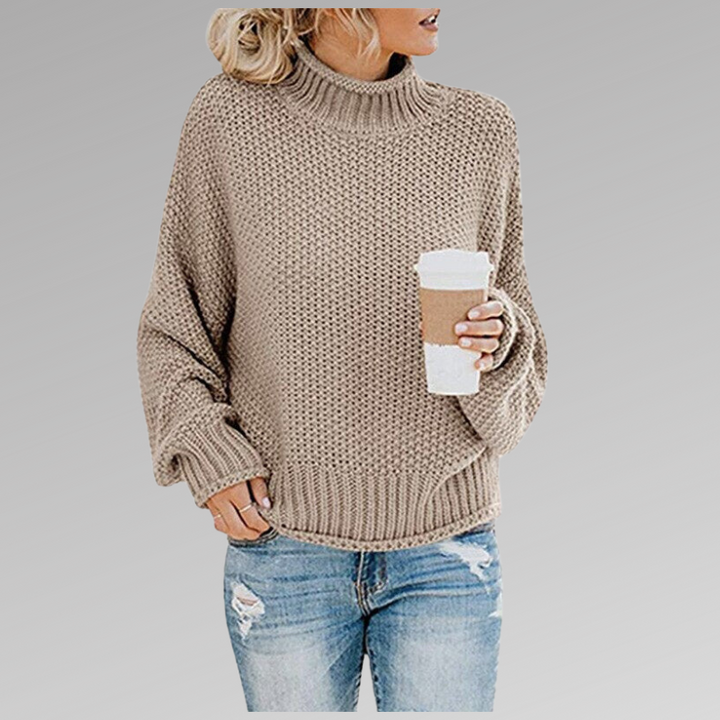 Esmeralda | Women's Turtleneck Long Sleeve Sweater - Orange - Image 9