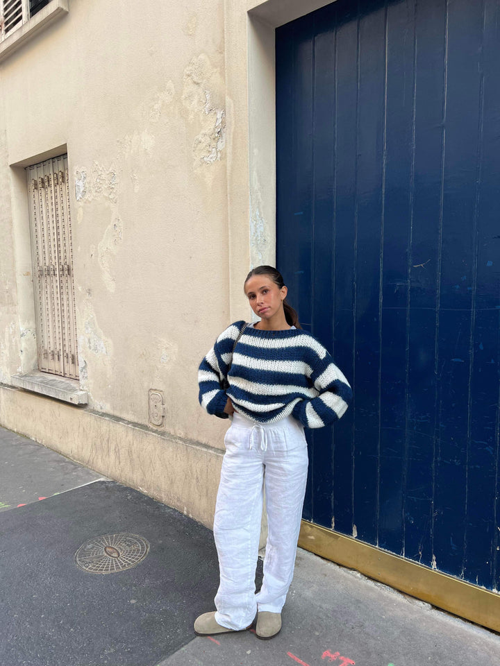 Esperanza | Women's Striped Long Sleeve Sweater - Striped - Image 3