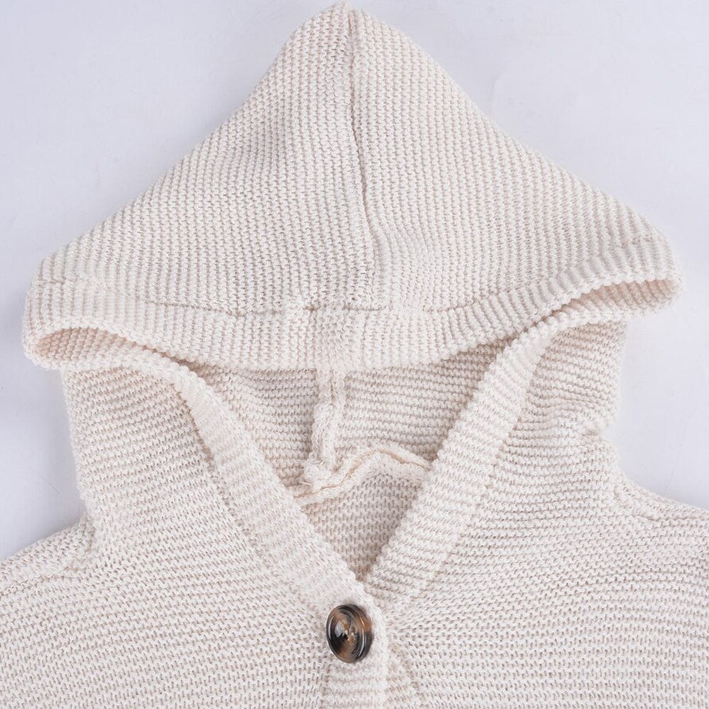 Estelle | Women's Hooded Long Button Cardigan - Beige - Image 5