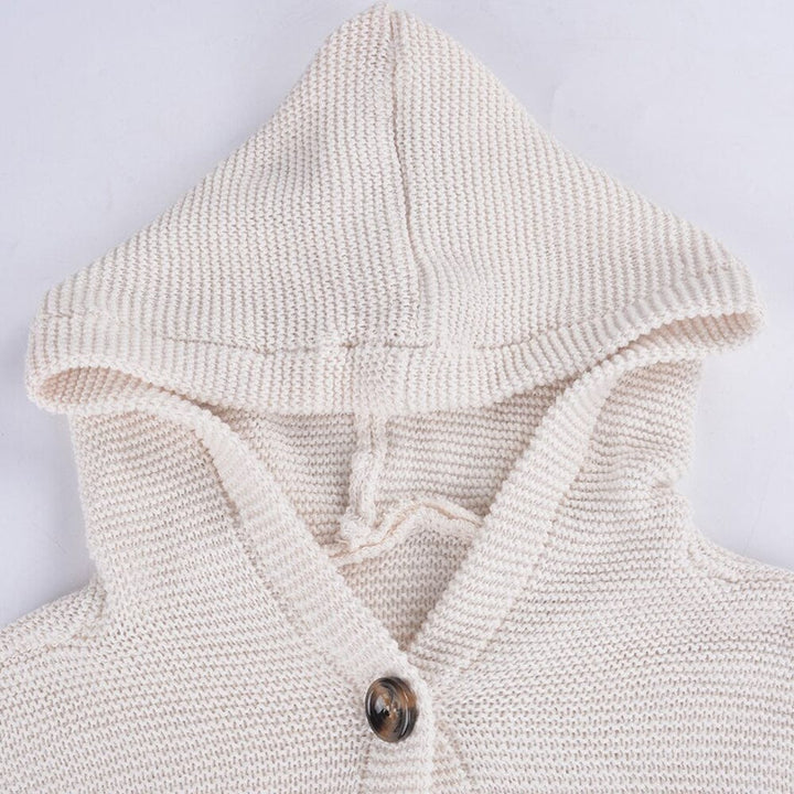 Estelle | Women's Hooded Long Button Cardigan - Beige - Image 5