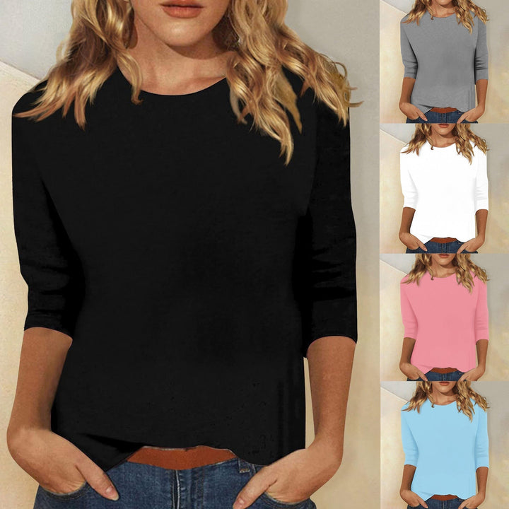 Estelle | Women's Round Neck 3/4 Sleeve Top - Image 1