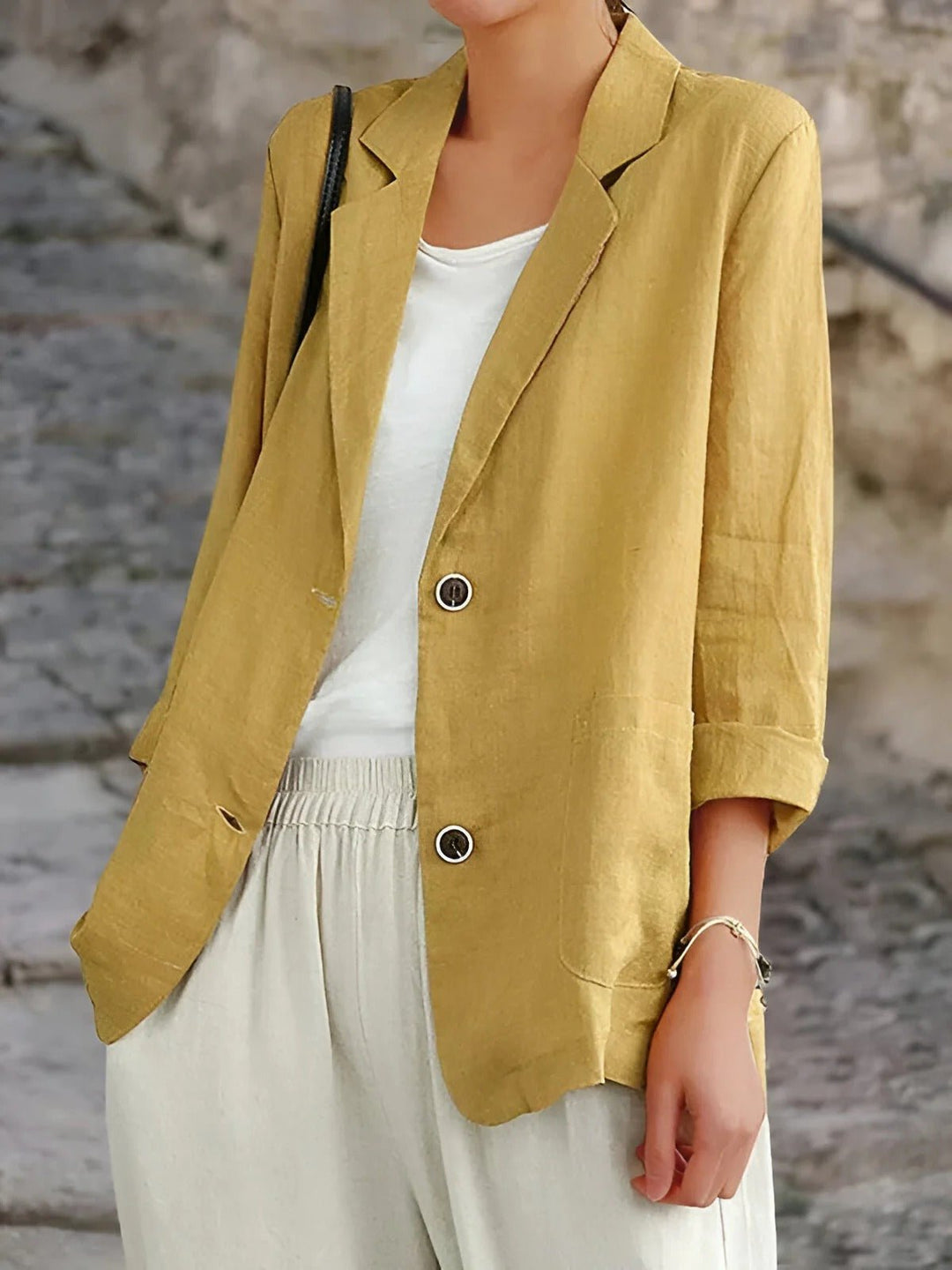 Estelle | Women's Tailored Long Sleeve Blazer - Yellow - Image 1