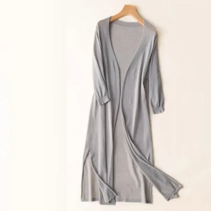 Eudora | Women's Long Open Front Cardigan - Brown - Image 5