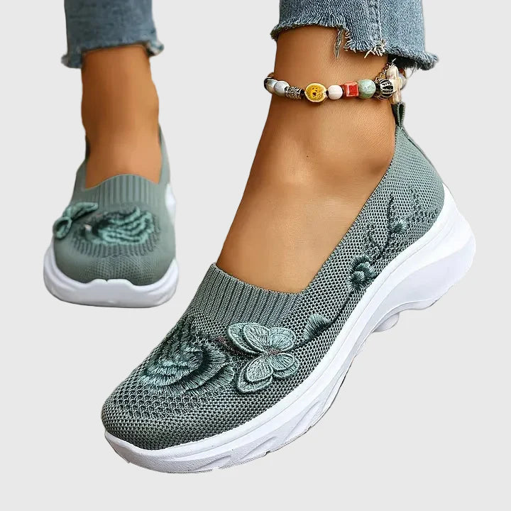 Eulalia | Women's Butterfly Embroidered Slip On Sneakers - Black - Image 2