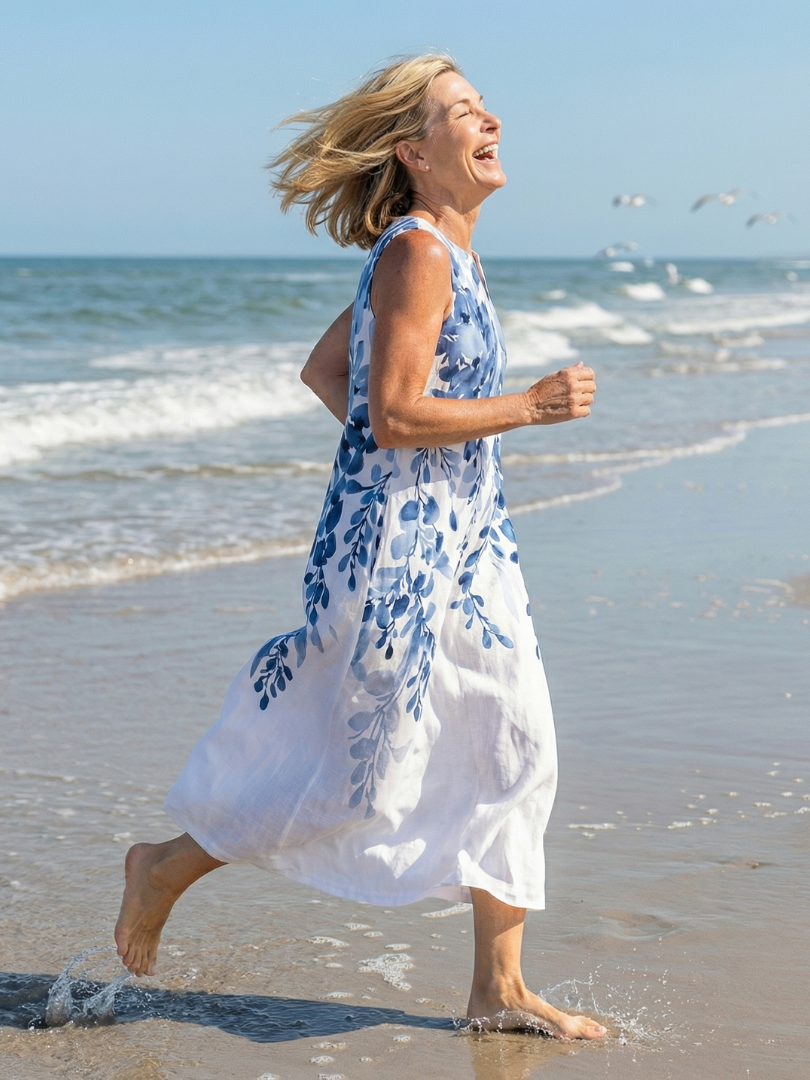 Eulalie | Women's Floral Sleeveless Maxi Dress - Blue - Image 2