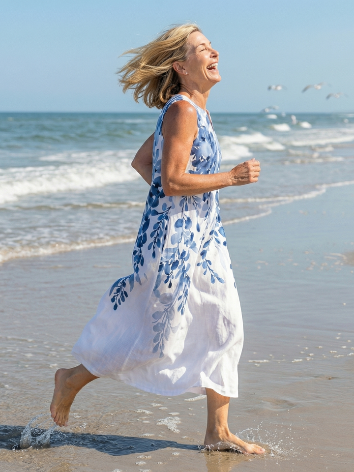 Eulalie | Women's Floral Sleeveless Maxi Dress - Blue - Image 2