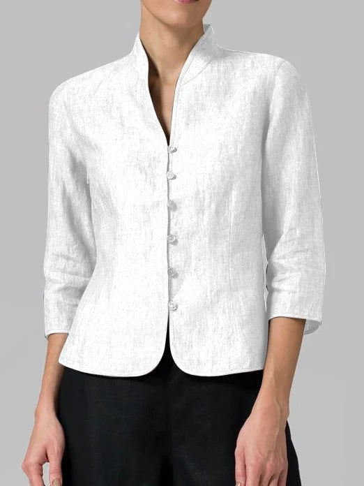 Evangelia | Women's Collared Button Up Blouse - Light Blue - Image 2