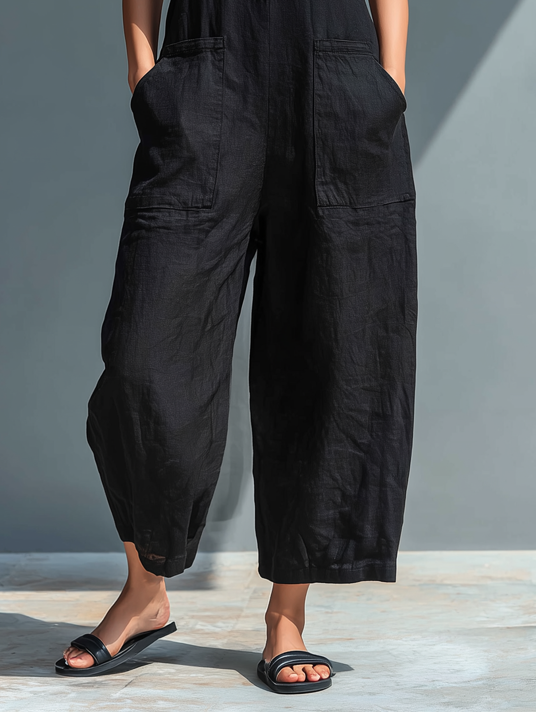 Evangelia | Women's Sleeveless Wide Leg Jumpsuit - Black - Image 4