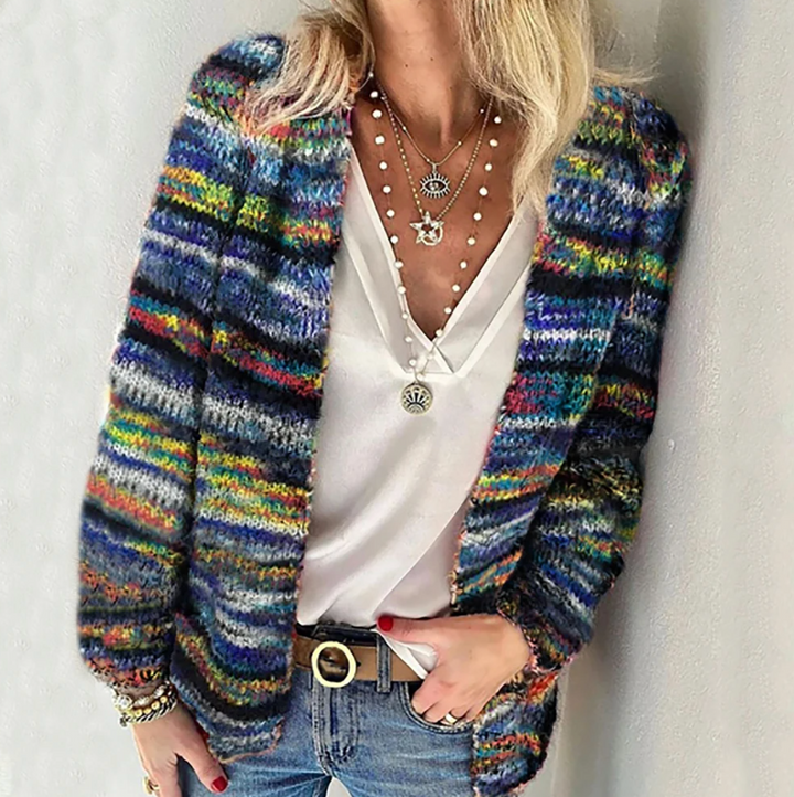 Evangeline | Women's Open Front Striped Cardigan - Image 2