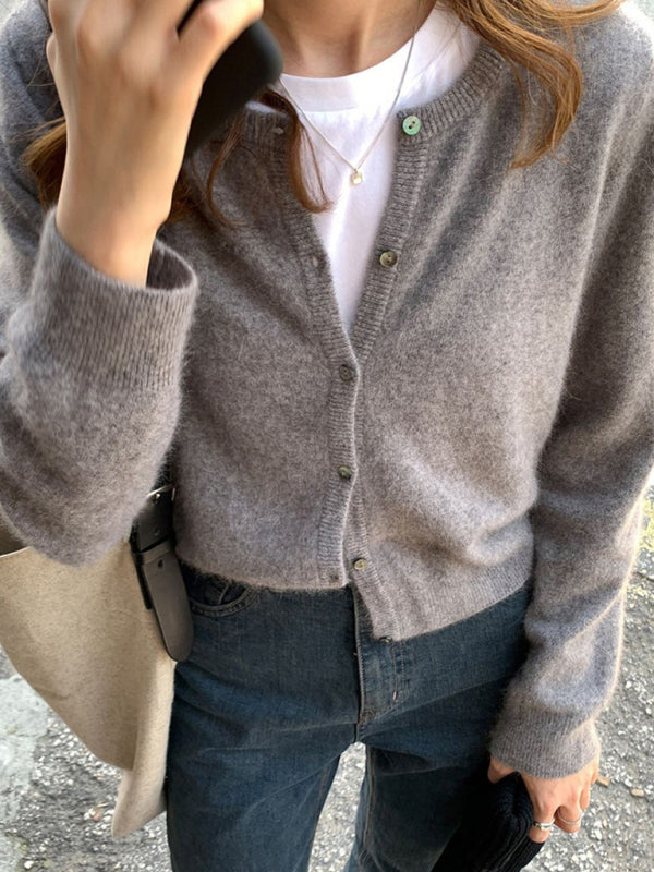 Evangeline | Women's V-Neck Button Cardigan - Green - Image 13