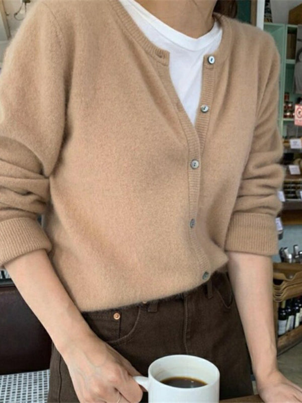 Evangeline | Women's V-Neck Button Cardigan - Green - Image 8