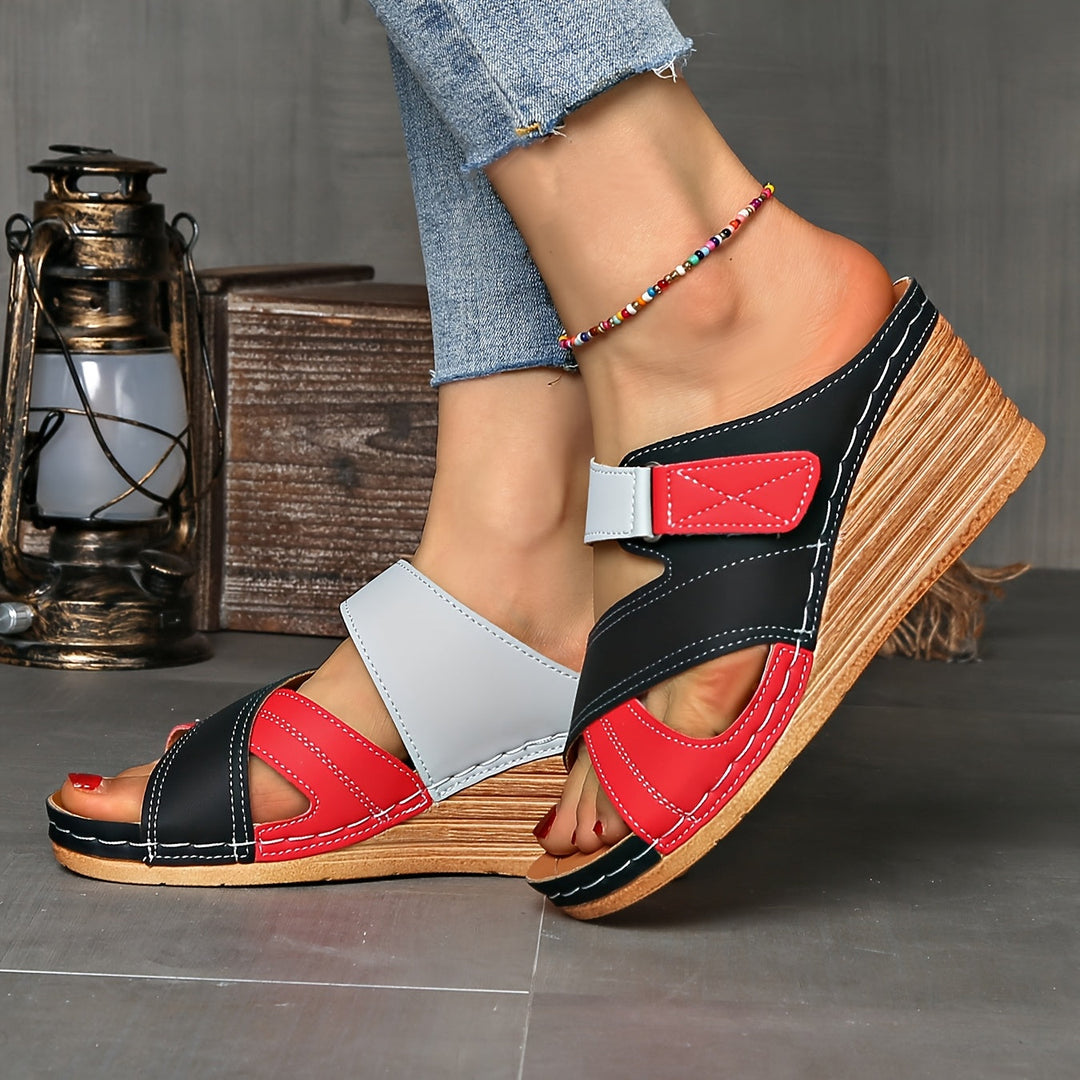 Marina™ | Colorblock Wedge Slides - Comfortable Sandals