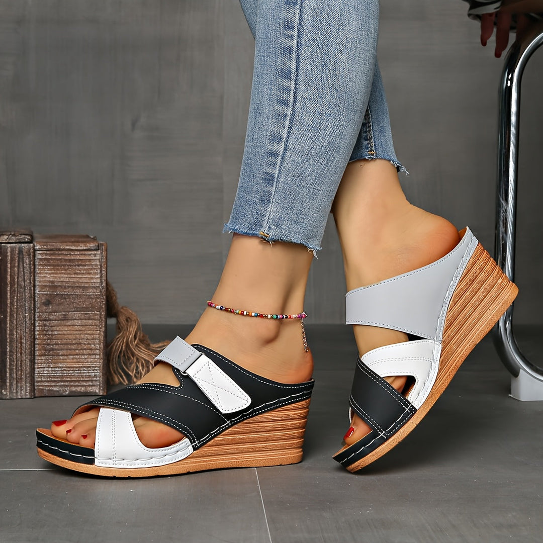 Marina™ | Colorblock Wedge Slides - Comfortable Sandals