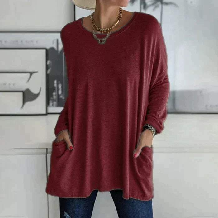Daliah | Women's Oversized Long Sleeve Tunic Top with Pockets