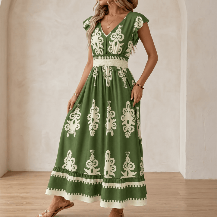 Faolán | Women's Baroque Print Maxi Dress - Black - Image 12