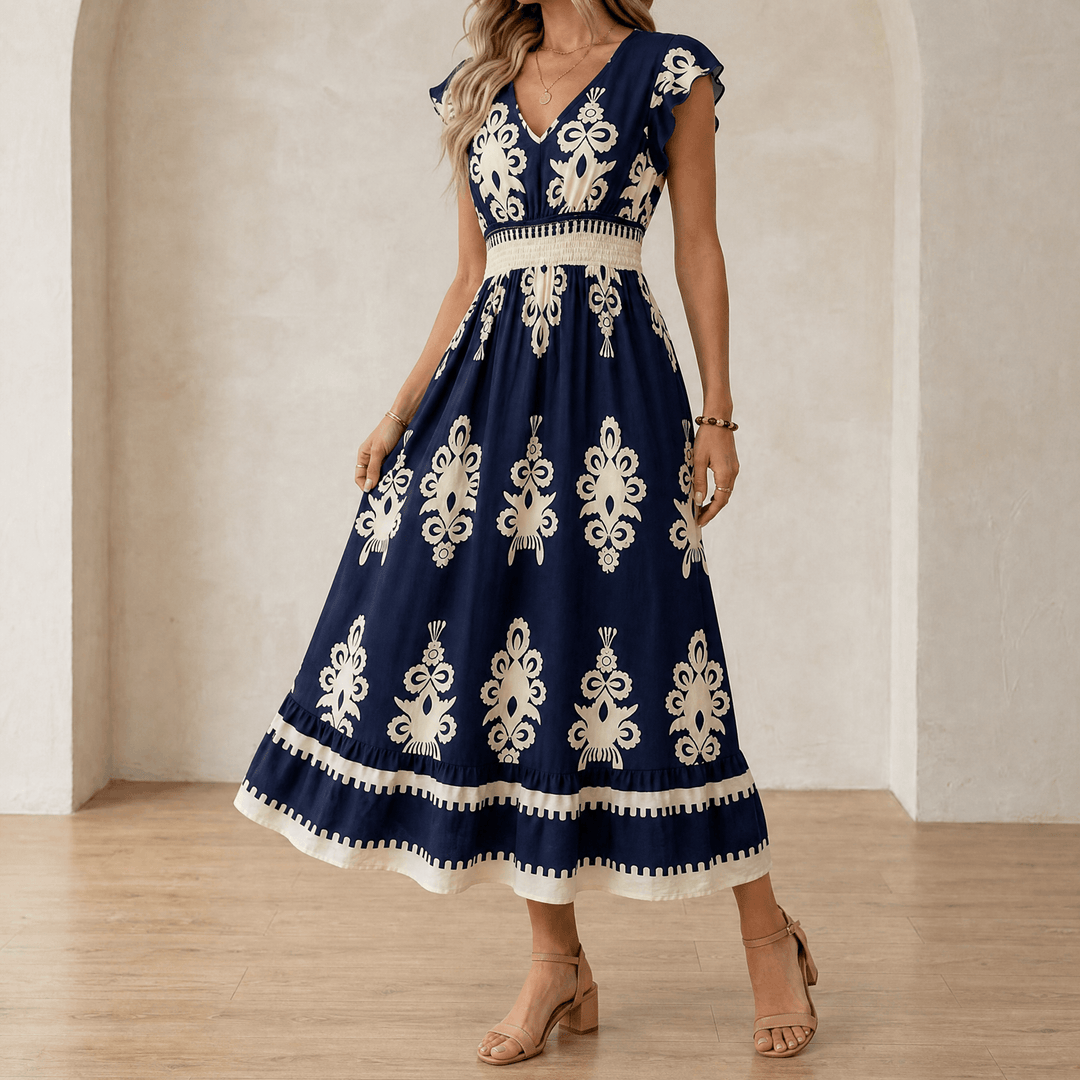 Faolán | Women's Baroque Print Maxi Dress - Black - Image 13