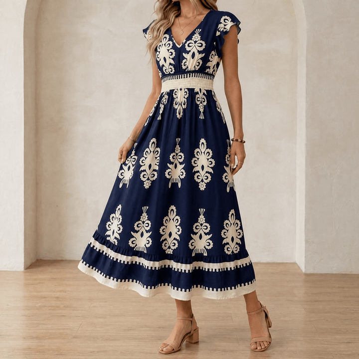Faolán | Women's Baroque Print Maxi Dress - Black - Image 13