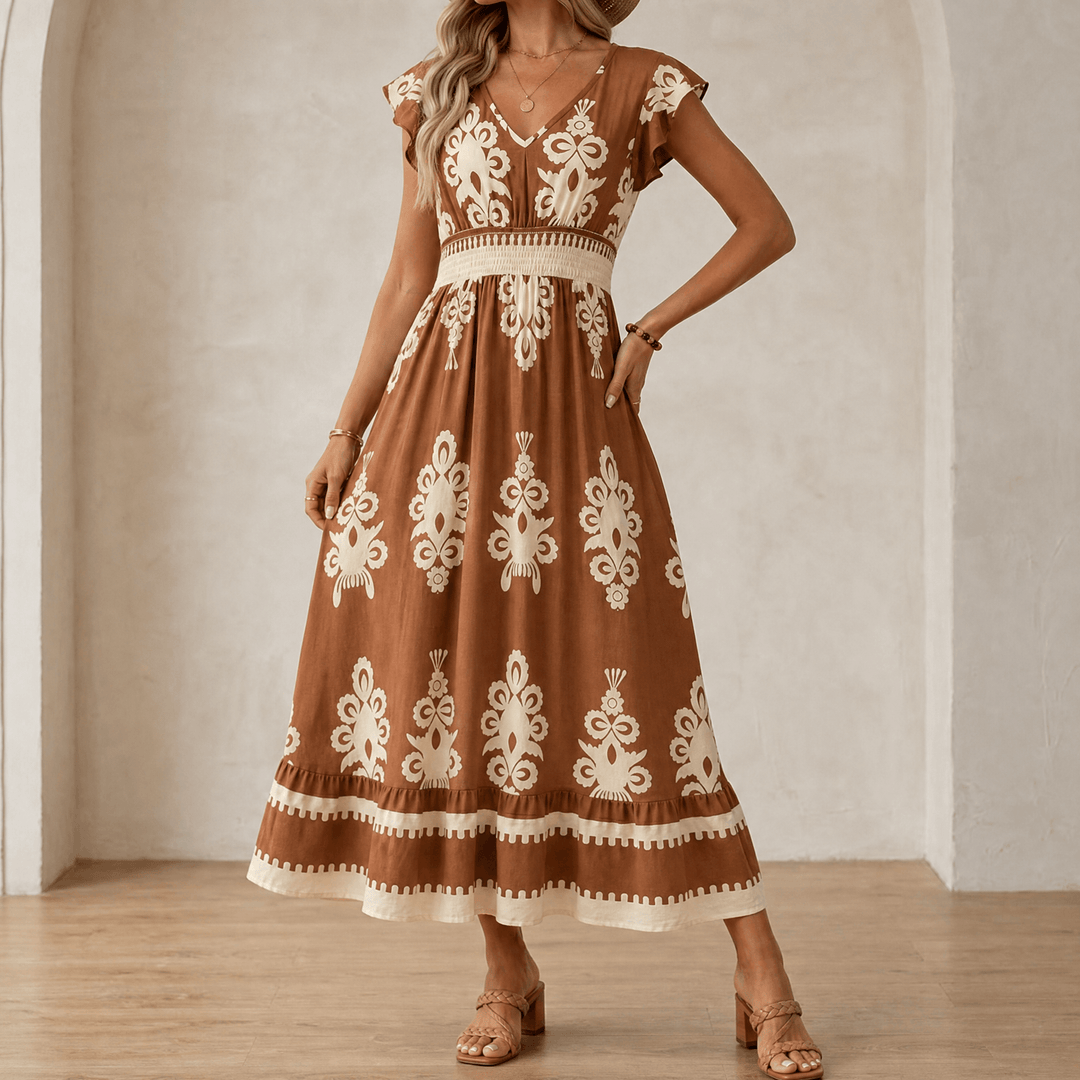 Faolán | Women's Baroque Print Maxi Dress - Black - Image 14