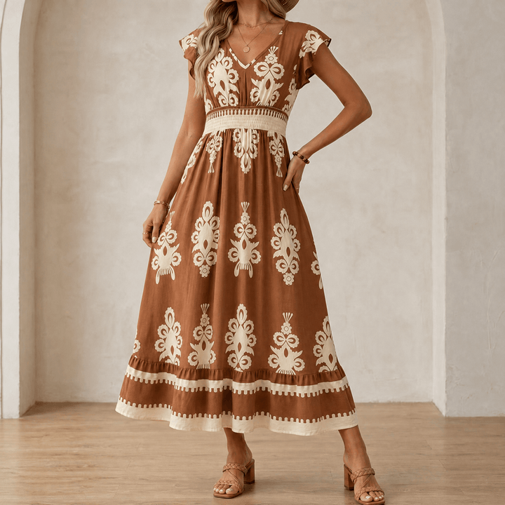 Faolán | Women's Baroque Print Maxi Dress - Black - Image 14