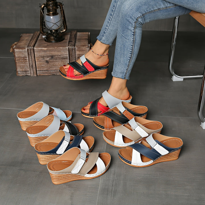Marina™ | Colorblock Wedge Slides - Comfortable Sandals