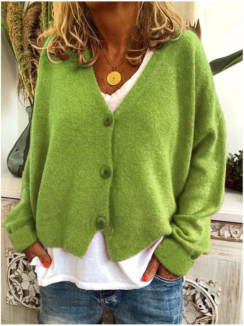 Felicity | Women's Button Front V-Neck Cardigan - Orange - Image 4