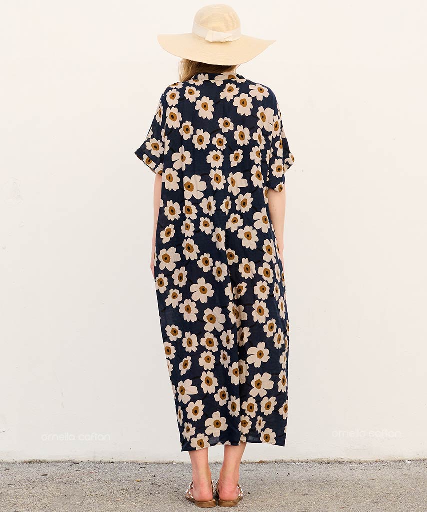 Fenara | Women's Floral Maxi Caftan Dress - Navy - Image 5