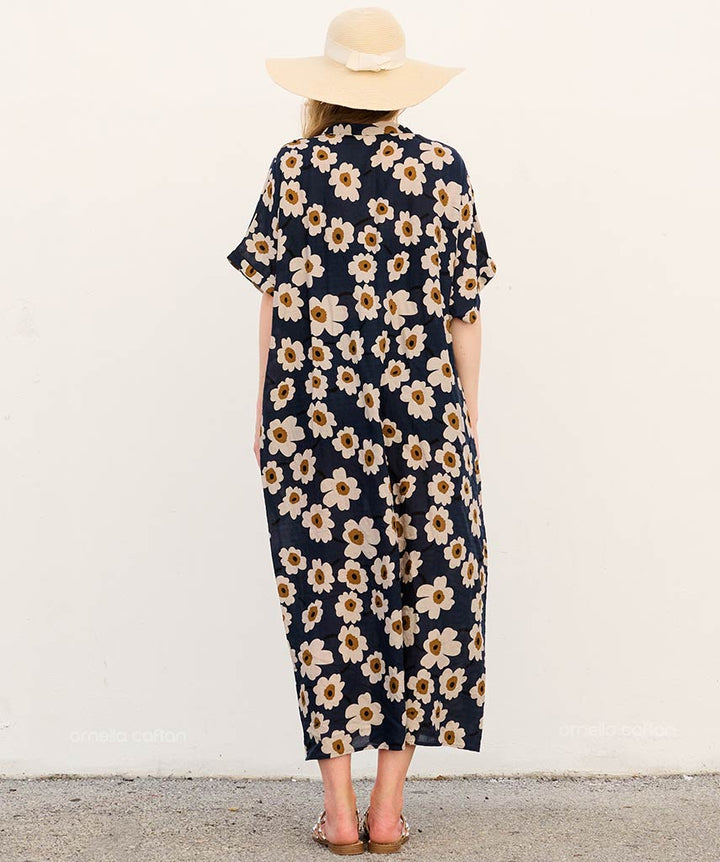 Fenara | Women's Floral Maxi Caftan Dress - Navy - Image 5