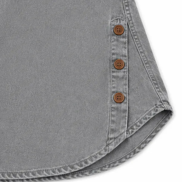Fenwick | Women's Henley Tunic Top with Side Buttons - Grey - Image 9