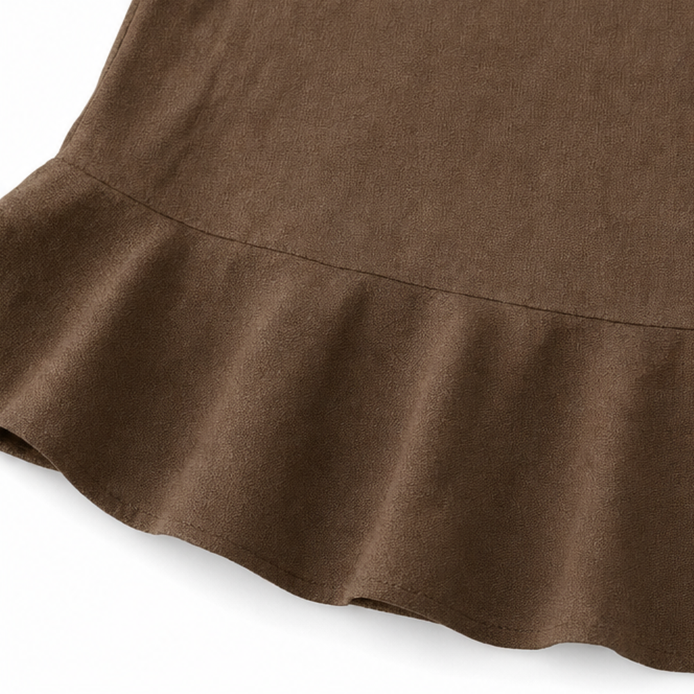 Ferindal | Women's Boho Sleeveless Ruffle Peplum Blouse - Brown - Image 11
