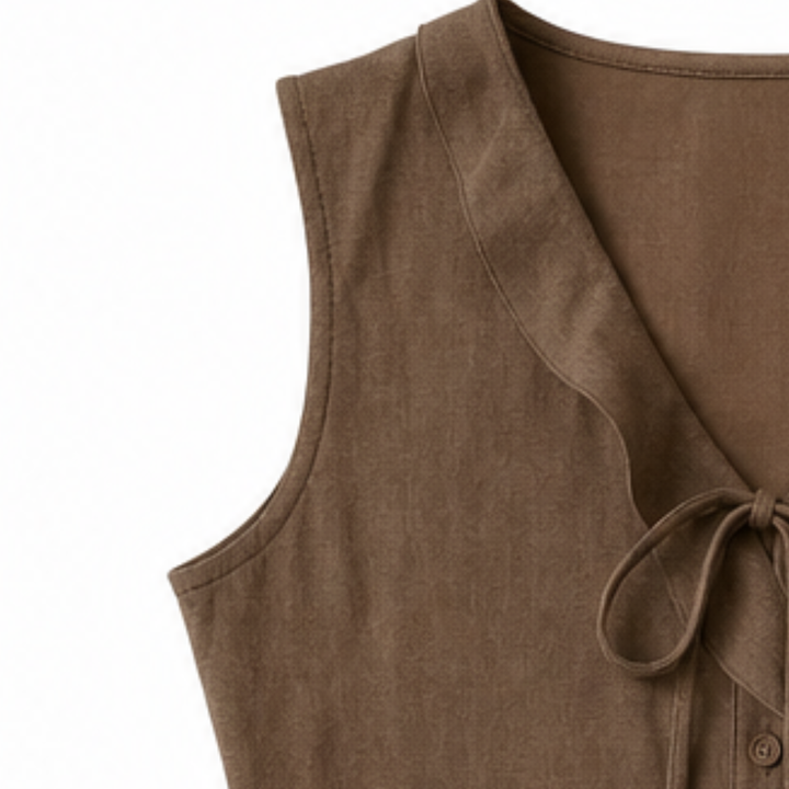 Ferindal | Women's Boho Sleeveless Ruffle Peplum Blouse - Brown - Image 8