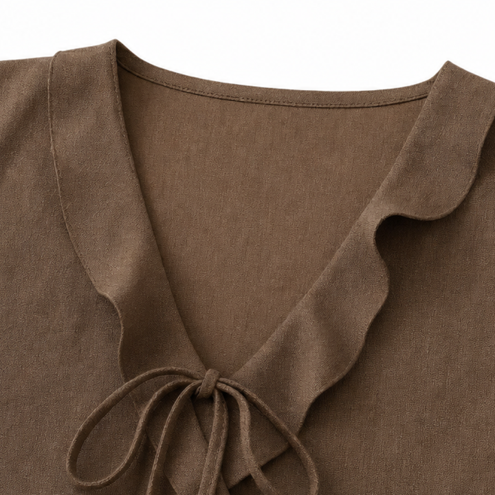 Ferindal | Women's Boho Sleeveless Ruffle Peplum Blouse - Brown - Image 9