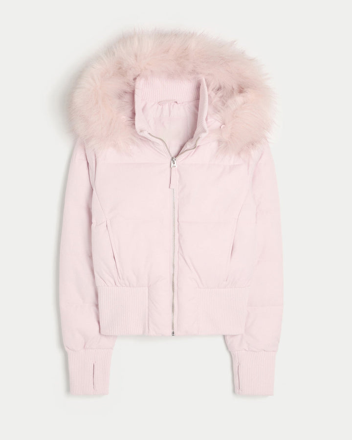 Fernanda | Women's Cropped Hooded Puffer Jacket - Cream - Image 6
