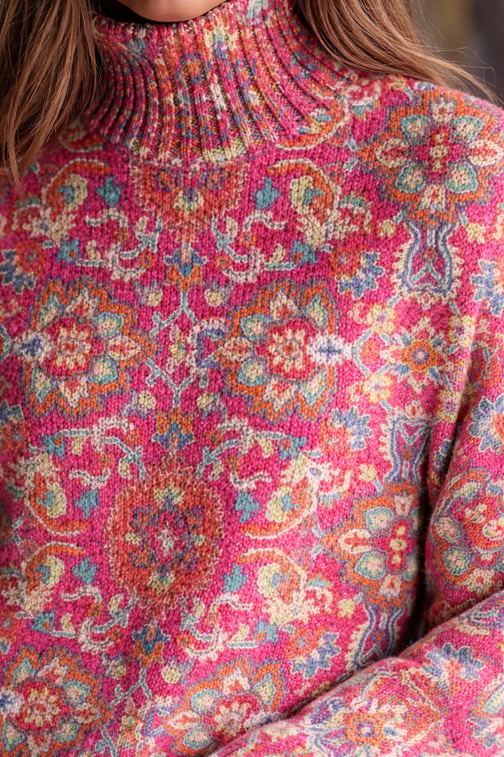 Fiona | Women's Floral Print Turtleneck Sweater - Floral - Image 2