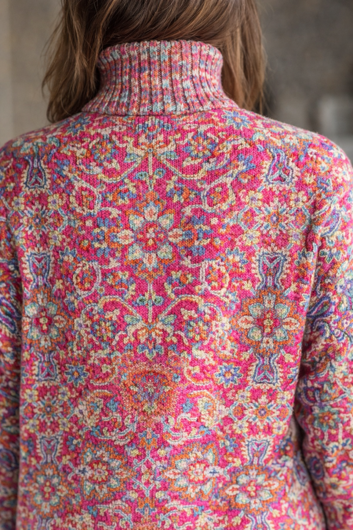 Fiona | Women's Floral Print Turtleneck Sweater - Floral - Image 3