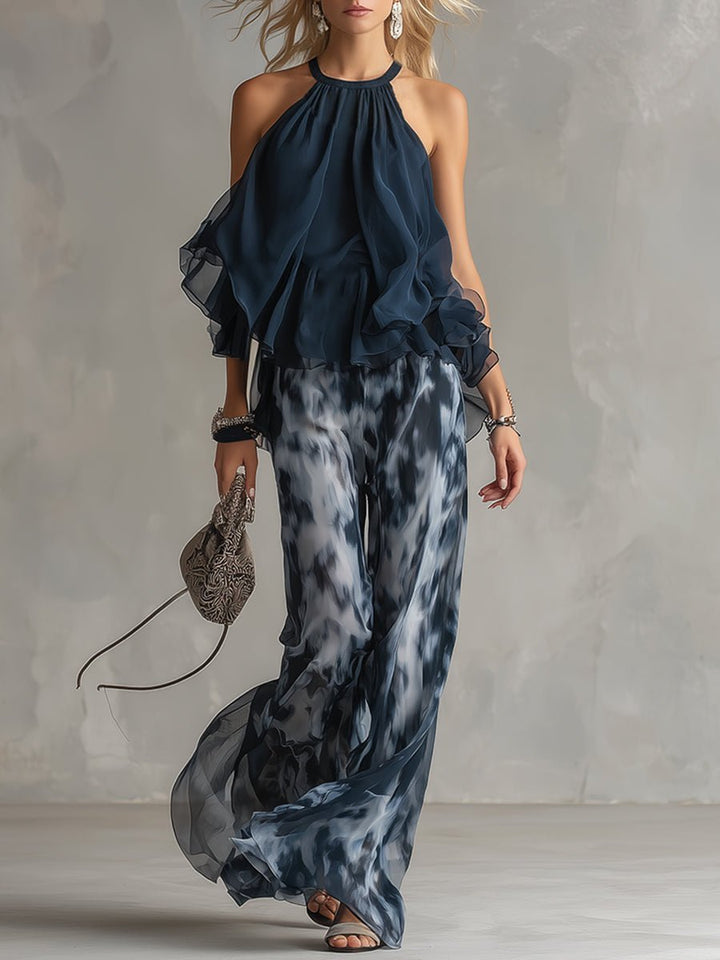 Fleur | Women's Halter Neck Wide Leg Two Piece Set - Image 1