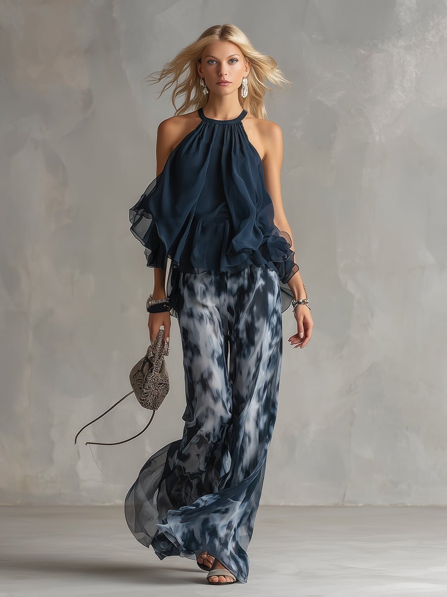 Fleur | Women's Halter Neck Wide Leg Two Piece Set - Image 2