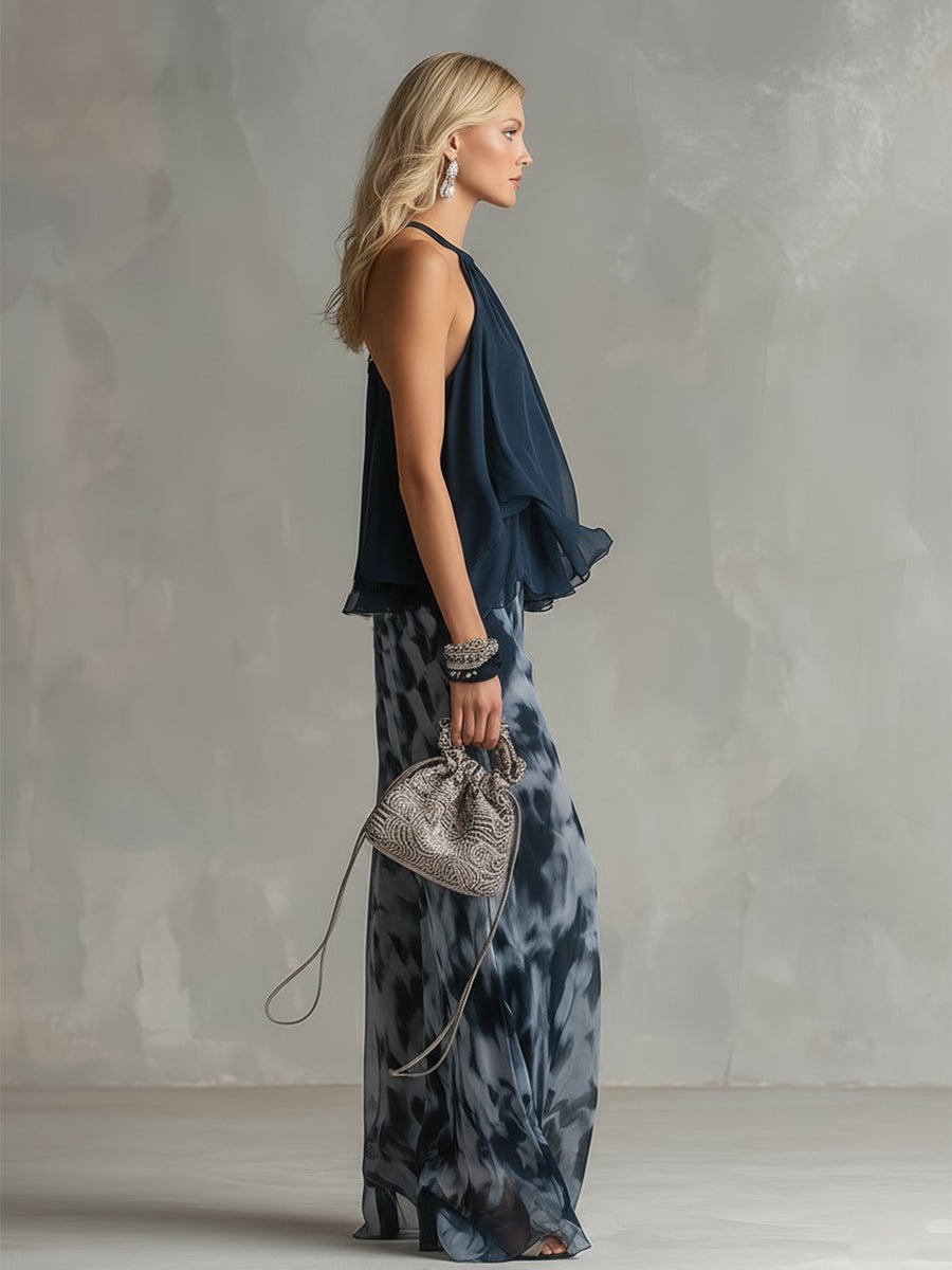 Fleur | Women's Halter Neck Wide Leg Two Piece Set - Image 3