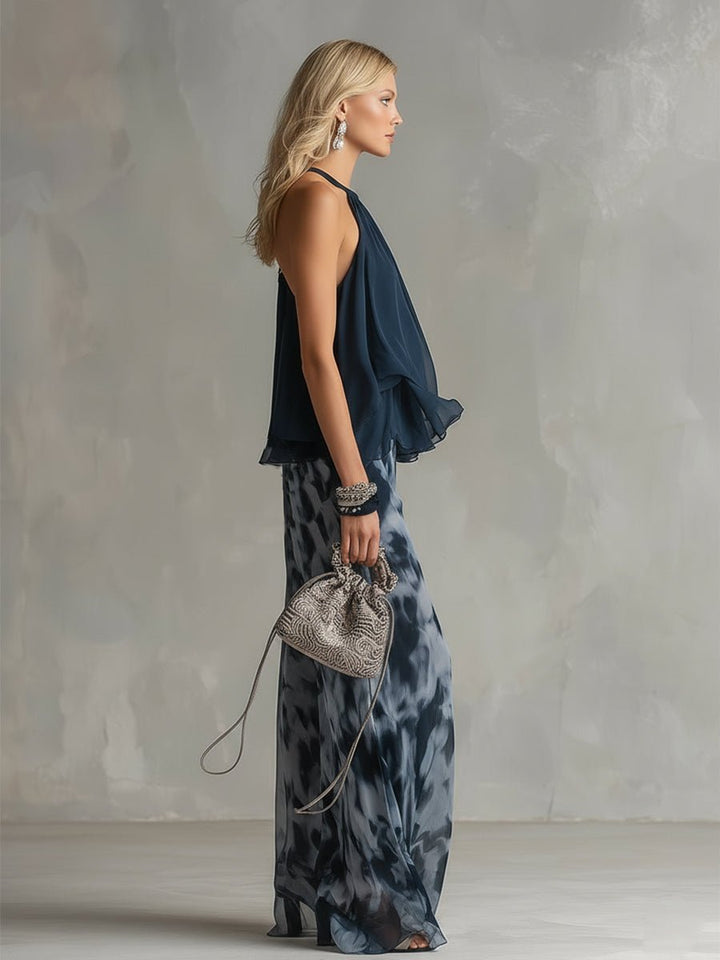 Fleur | Women's Halter Neck Wide Leg Two Piece Set - Image 3