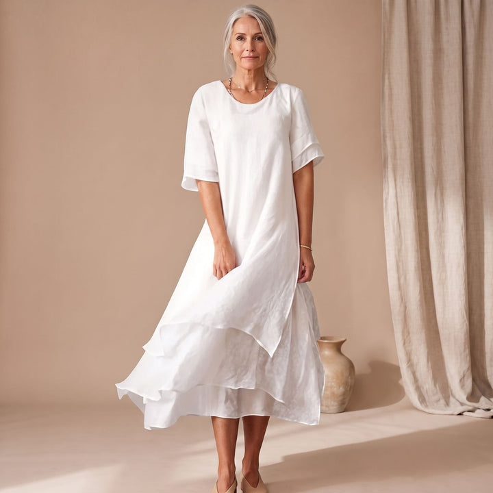 Flindore | Women's Summer Maxi Dress Layered Flowy - Light Pink - Image 2