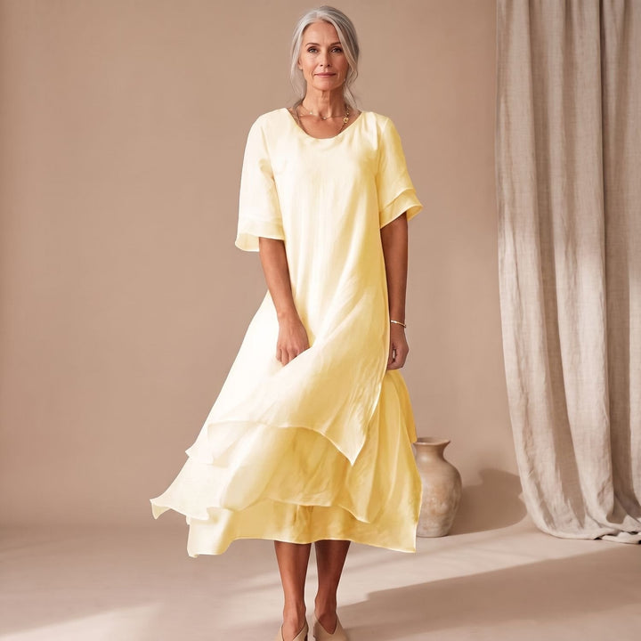 Flindore | Women's Summer Maxi Dress Layered Flowy - Light Pink - Image 3