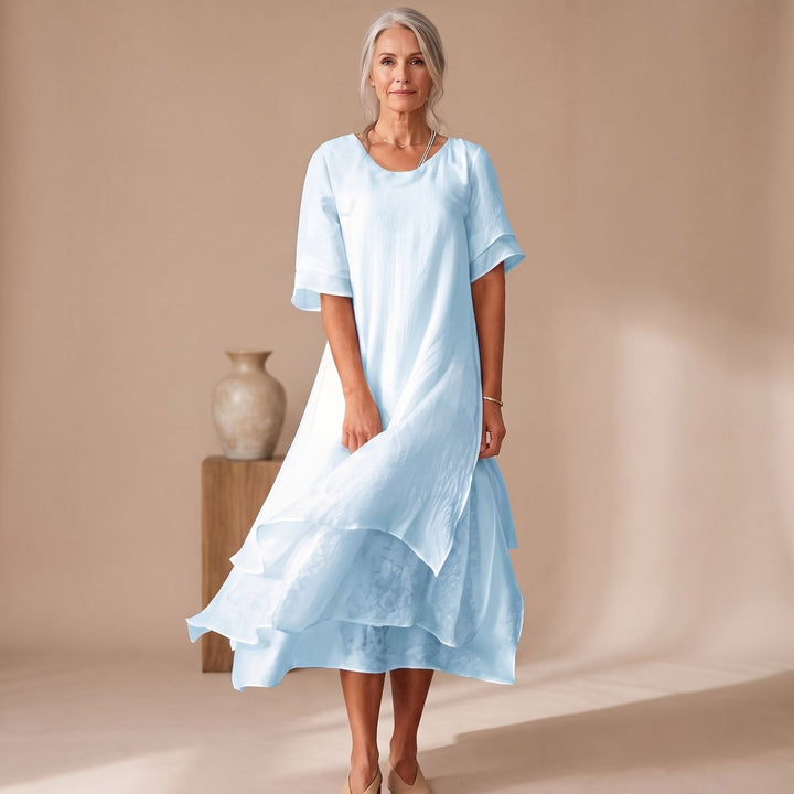 Flindore | Women's Summer Maxi Dress Layered Flowy - Light Pink - Image 4