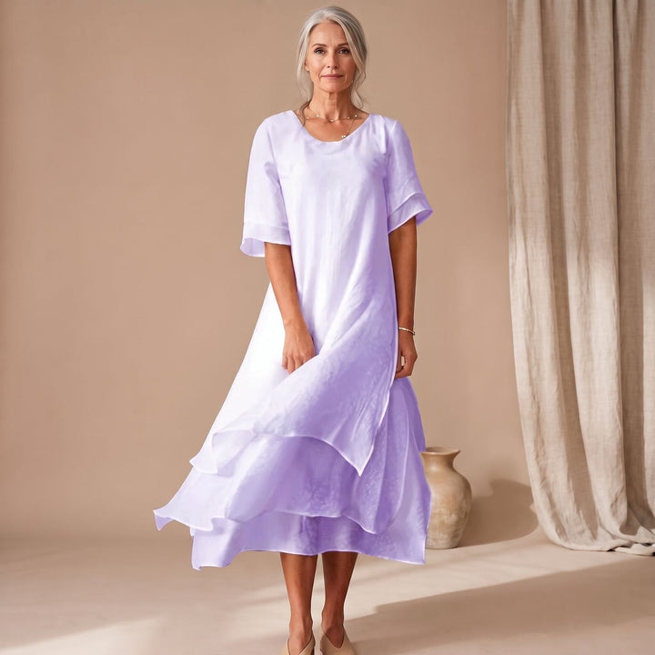 Flindore | Women's Summer Maxi Dress Layered Flowy - Light Pink - Image 5