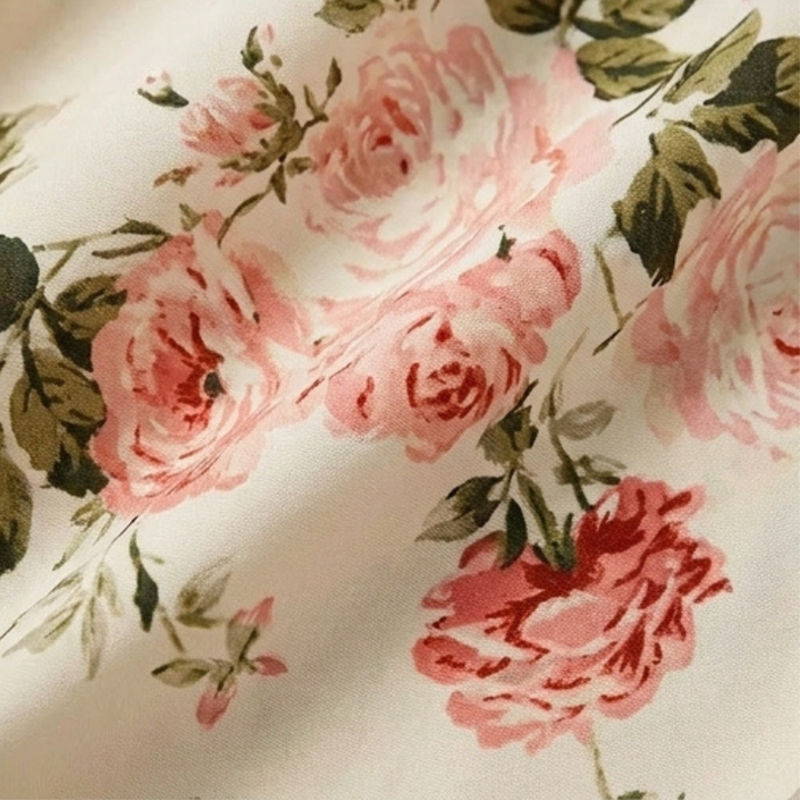Florette | Women's Floral Print Smocked Midi Dress - Cream - Image 8