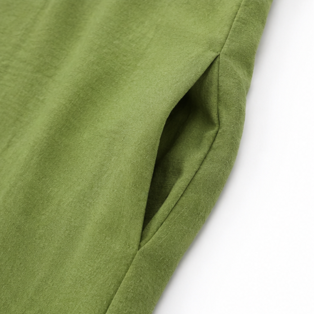 Florin | Women's Ruffle V-Neck Maxi Dress with Pockets - Green - Image 9