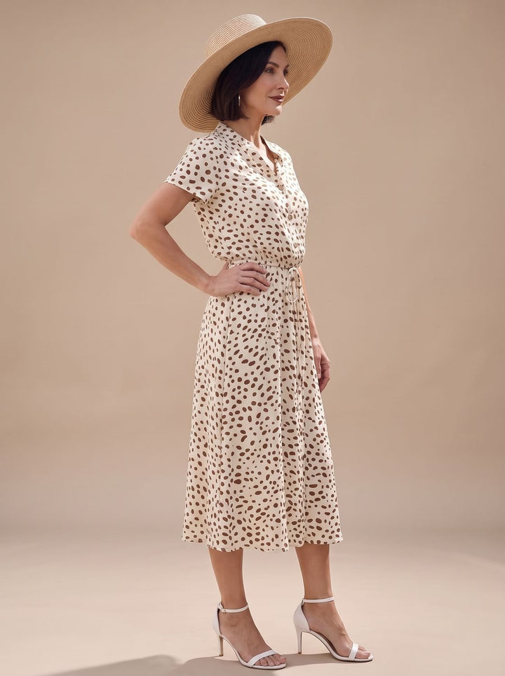 Florinda | Women's Printed Short Sleeve Midi Dress - Sage - Image 11