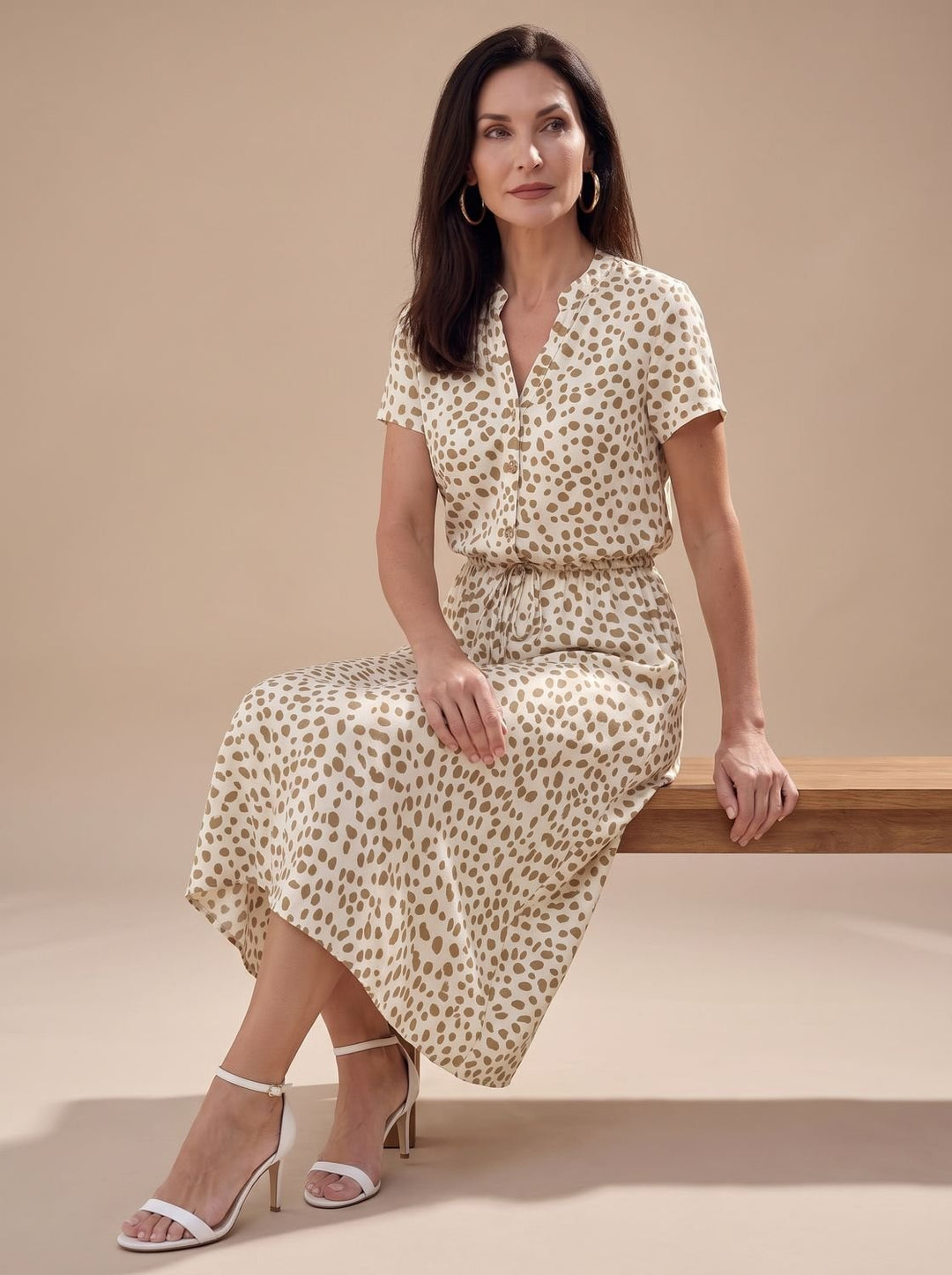 Florinda | Women's Printed Short Sleeve Midi Dress - Sage - Image 13