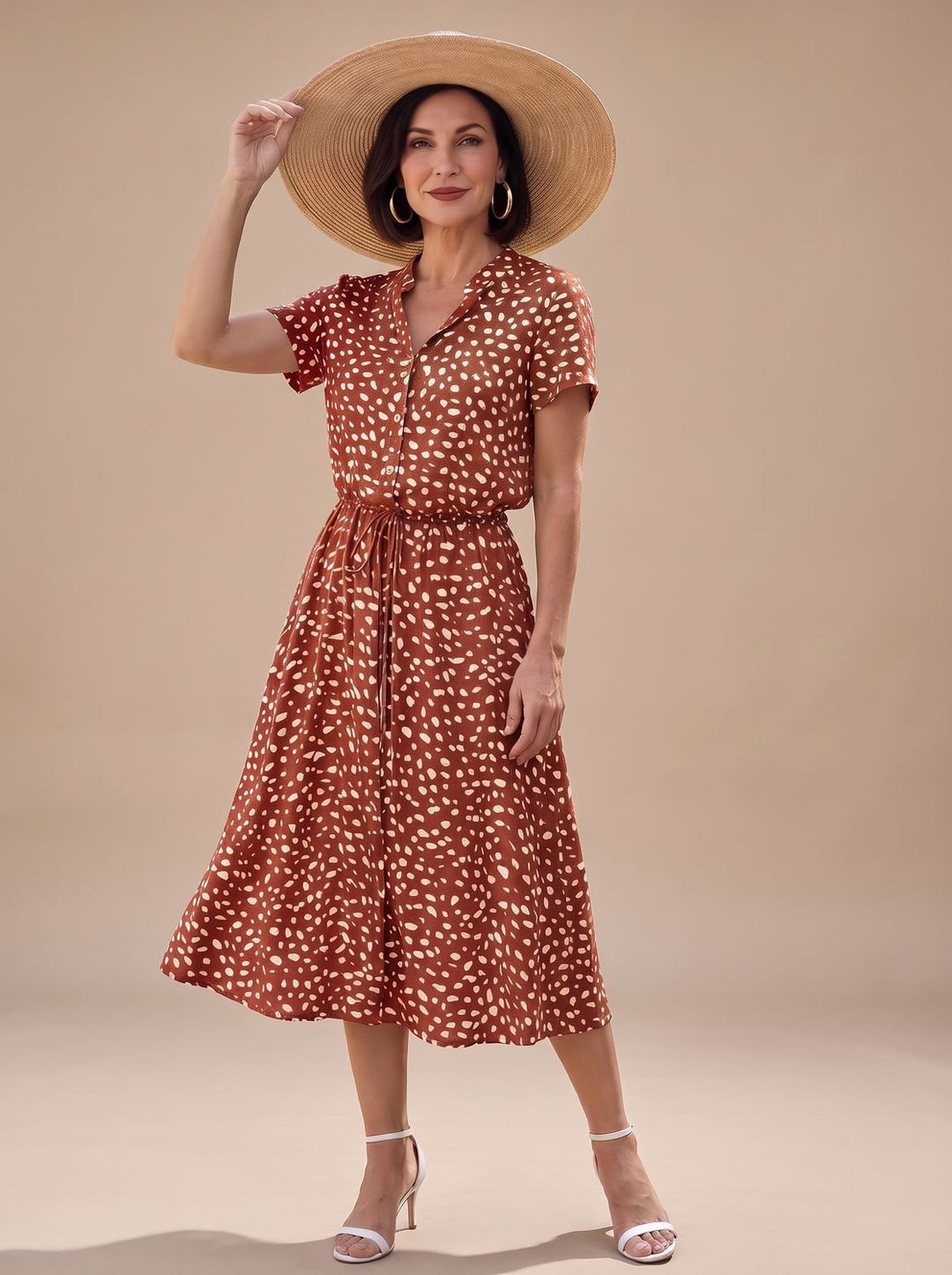 Florinda | Women's Printed Short Sleeve Midi Dress - Sage - Image 6