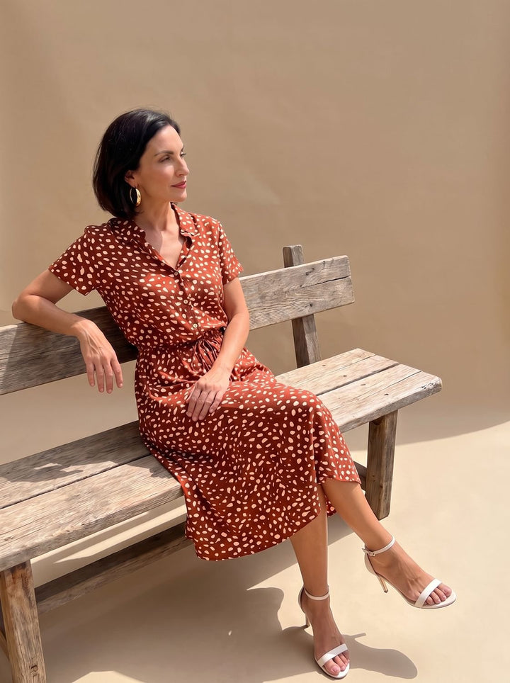 Florinda | Women's Printed Short Sleeve Midi Dress - Sage - Image 9