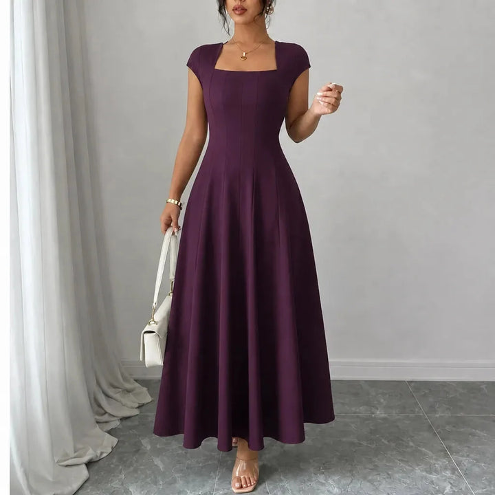 Florinda | Women's Square Neck A-Line Midi Dress - Plum - Image 11
