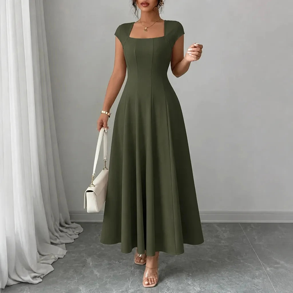 Florinda | Women's Square Neck A-Line Midi Dress - Plum - Image 16